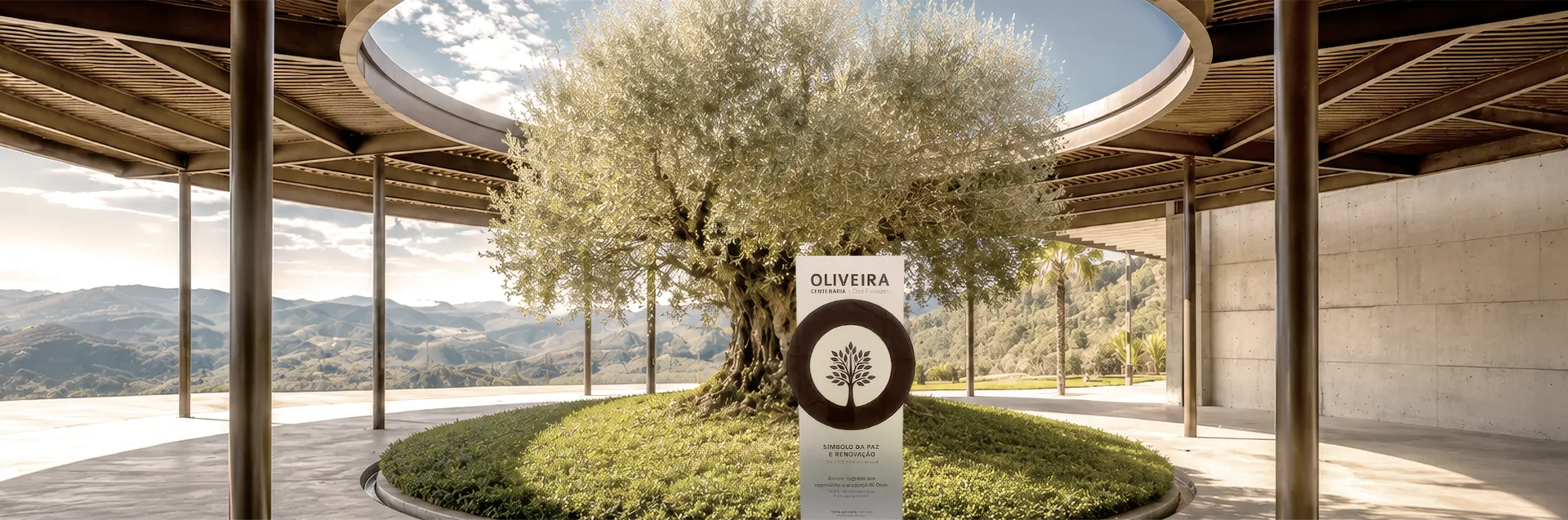 Oliveira centenária no hall do memorial BioParque